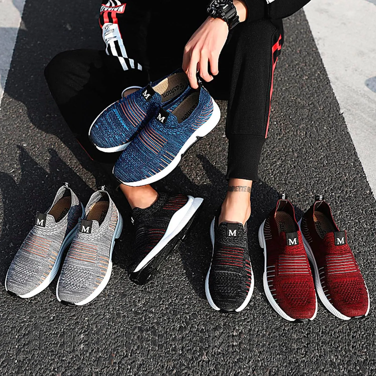 8cm Men's Elevator Shoes Men's Casual Mesh Trainers Lightweight Breathable Lace Up Sports Mens Sneaker Boots Size 13