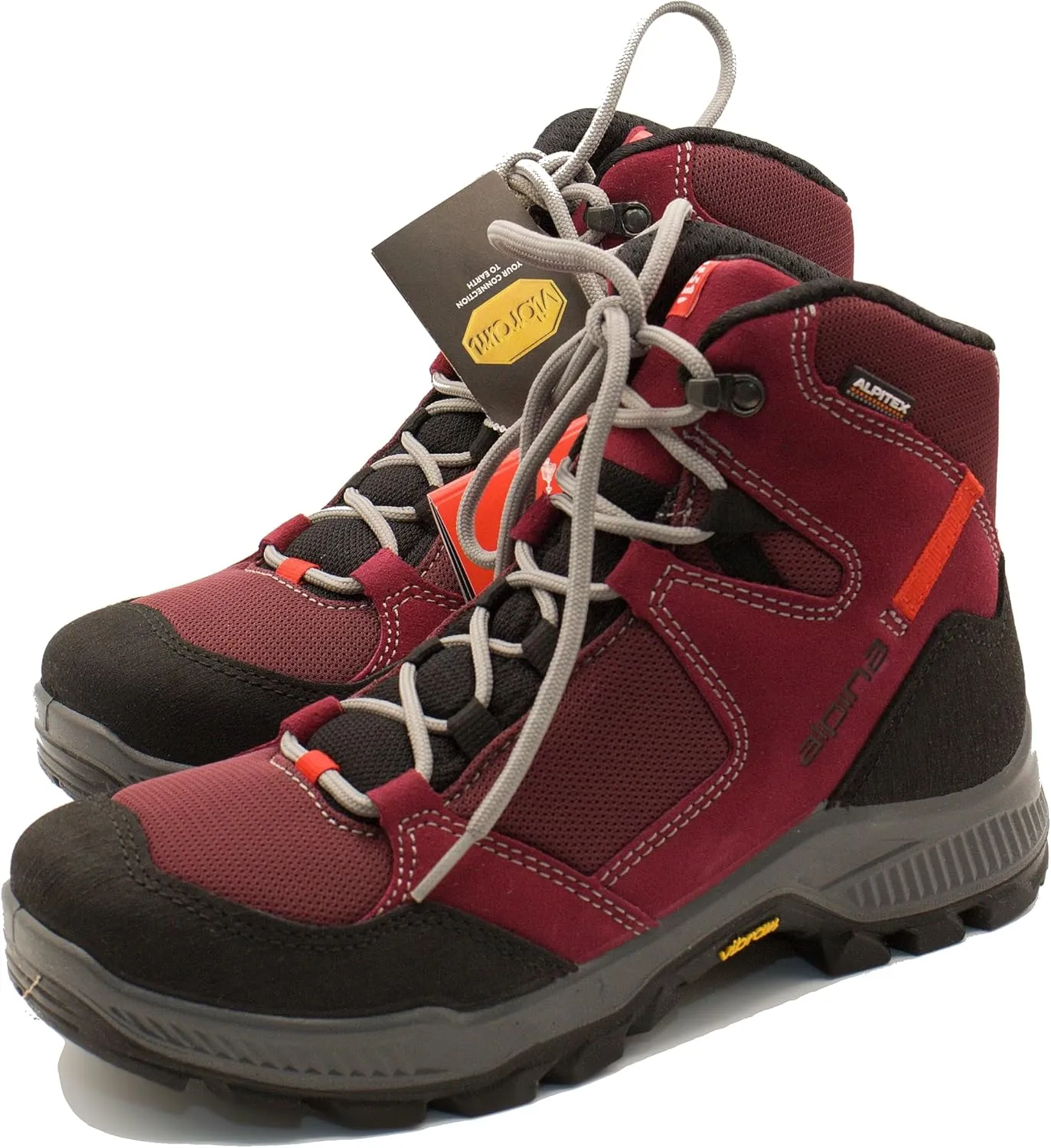 Alpina IRIN Premium Women's Boots - Ankle High Waterproof Shoes with Breathable Membrane and Slip Resistant Vibram Sole Leather and Fiber Upper Made in Europe