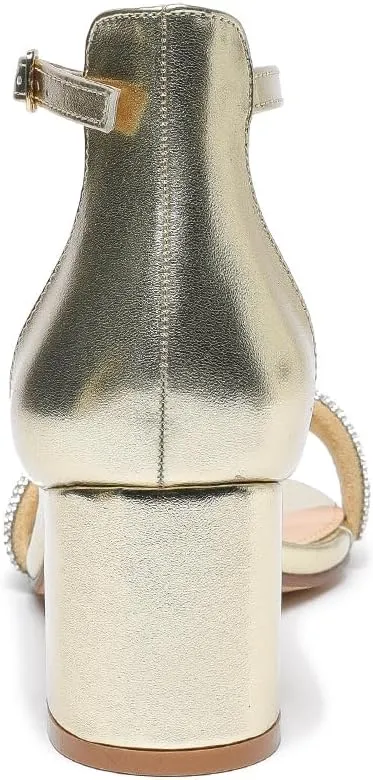 Amoji Women's 2.5 Inch Low Heel Ankle Strap Dressy Sandals 301