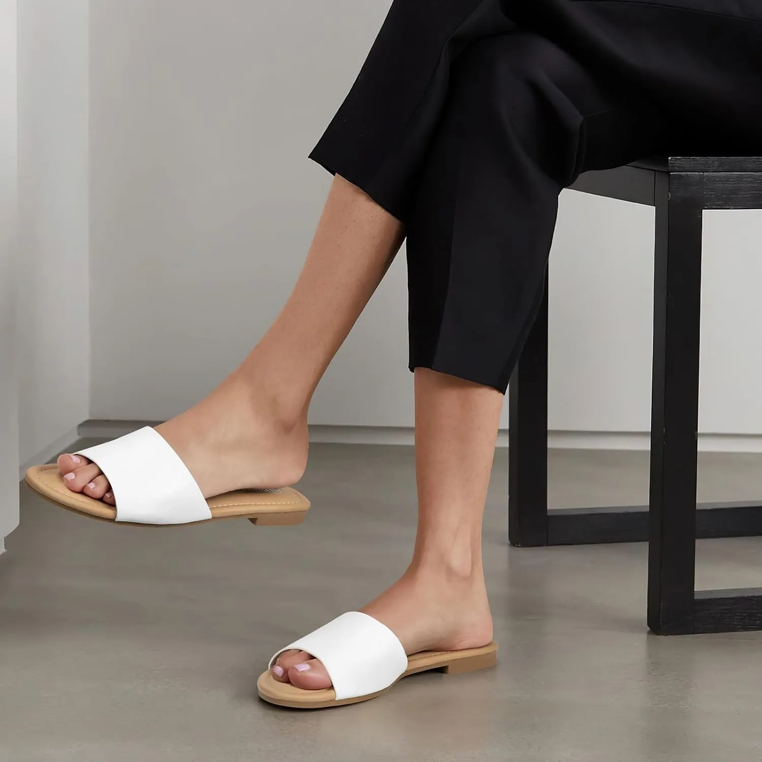 ATHMILE Sandals for Women 2025 One Band Womens Sandals Dressy Open Toe Flats Summer Slides for Casual Party Cute Beach