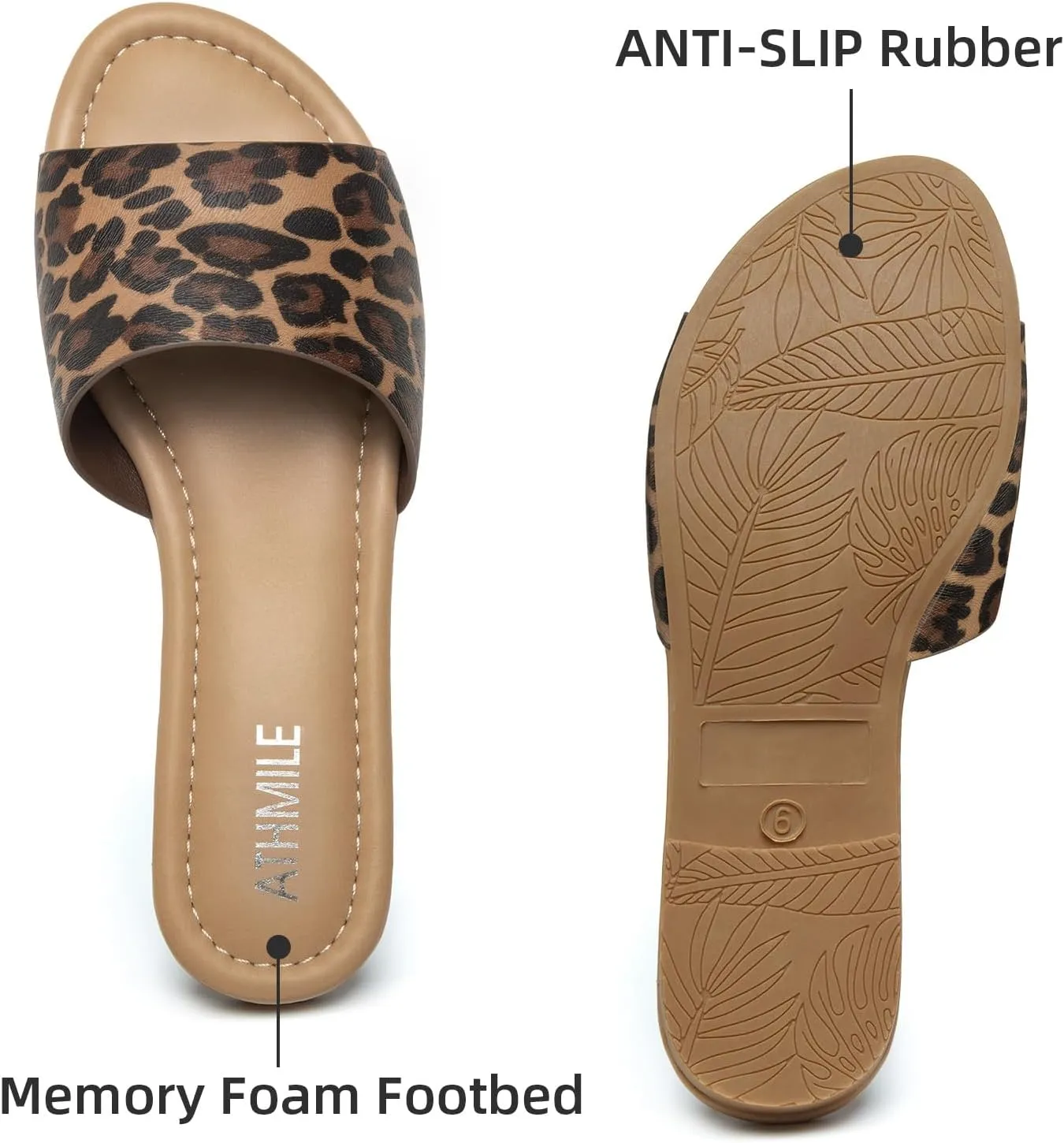 ATHMILE Sandals for Women 2025 One Band Womens Sandals Dressy Open Toe Flats Summer Slides for Casual Party Cute Beach