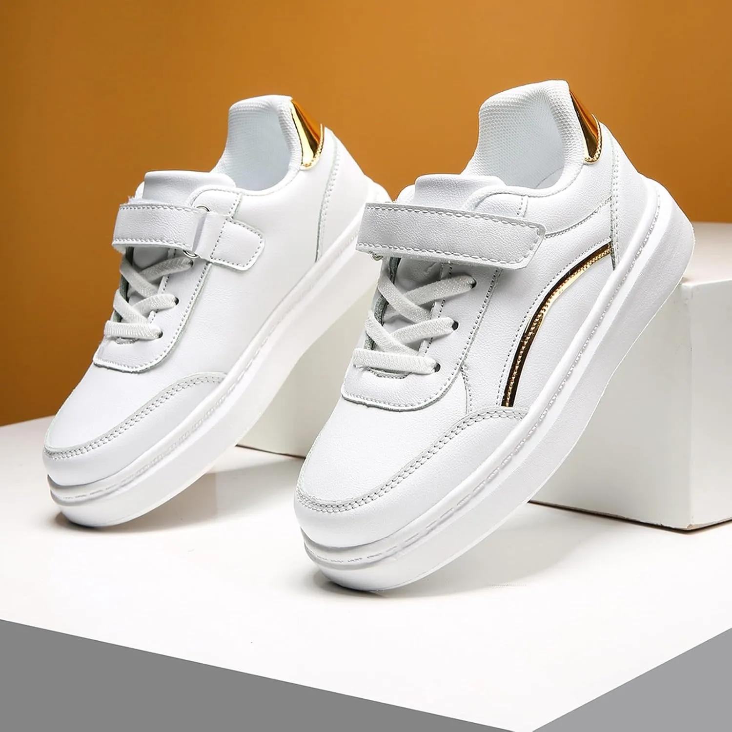 Baby Unisex-Child Leather Lightweight Breathable Knit Athletic Running Sneakers for Kids Shoes for Boys Girls