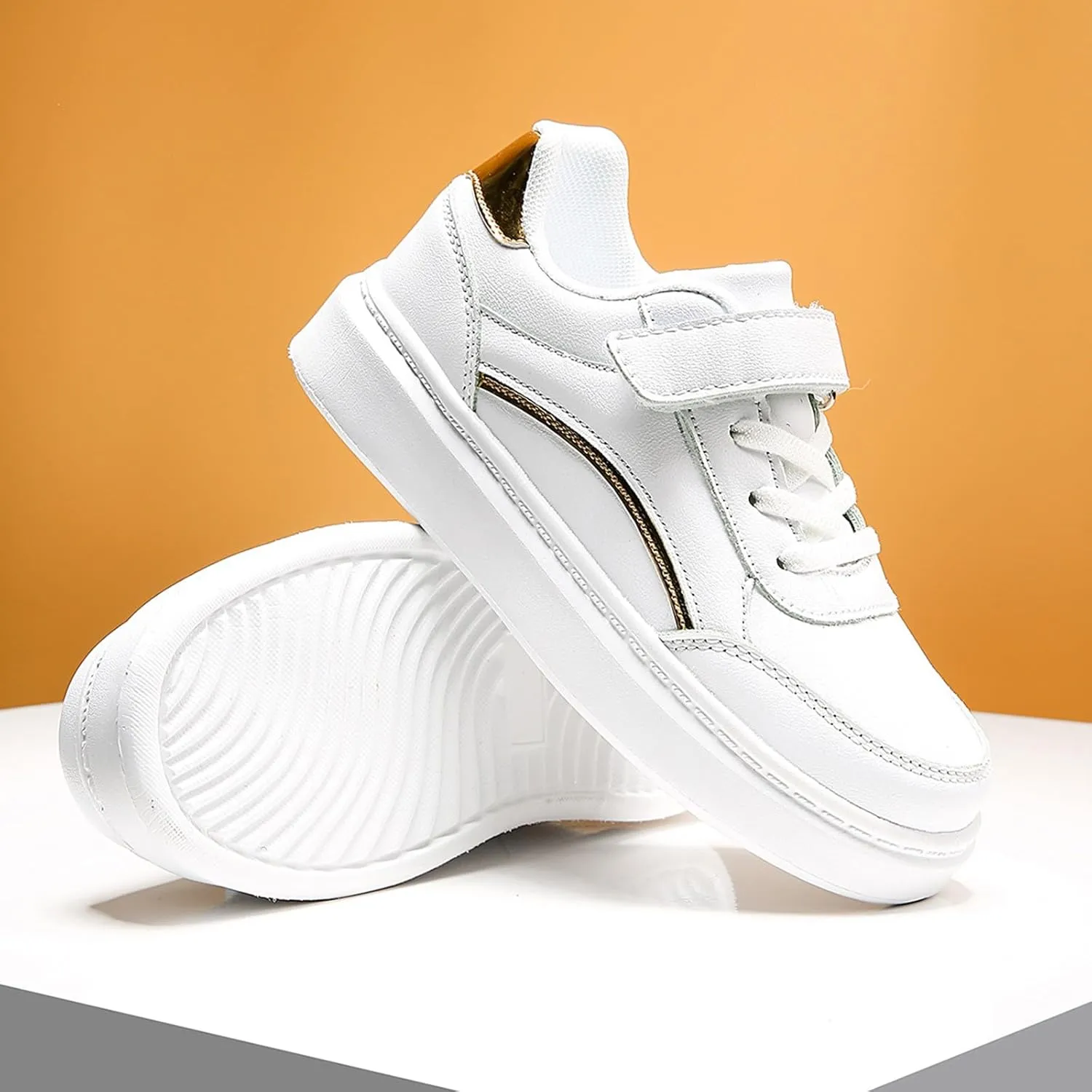 Baby Unisex-Child Leather Lightweight Breathable Knit Athletic Running Sneakers for Kids Shoes for Boys Girls