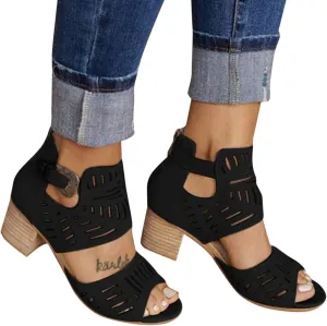 Black Sandals Women Wedge, Sandals Women Rhinestones Comfy Ankle Sandal Bling Hollow Out Shoes Summer Sandals