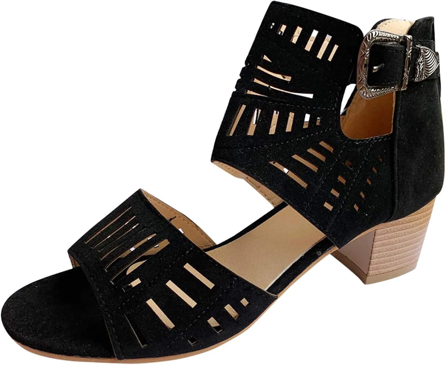 Black Sandals Women Wedge, Sandals Women Rhinestones Comfy Ankle Sandal Bling Hollow Out Shoes Summer Sandals