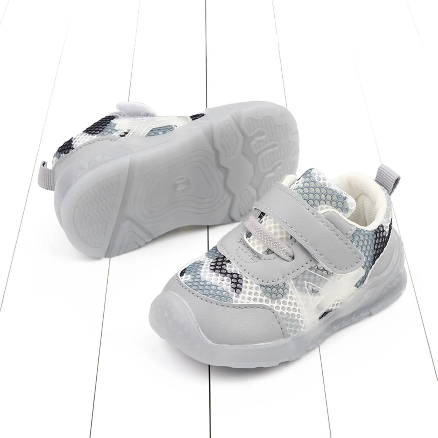 Boys and Girls Children Breathable Hook Loop Non Slip Soft Sole Basketball Boys Breathable Toddler Shoes