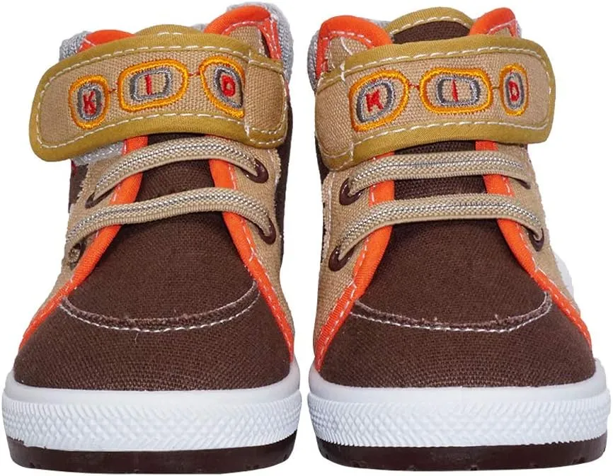 Boys Canvas Ankle Booties Knitted Collar Embroidered Hook and Loop Hiking Boots (Infant/Toddler/Littler Kid) Jet