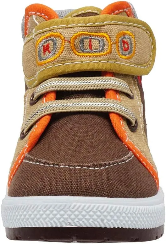 Boys Canvas Ankle Booties Knitted Collar Embroidered Hook and Loop Hiking Boots (Infant/Toddler/Littler Kid) Jet