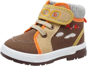 Boys Canvas Ankle Booties Knitted Collar Embroidered Hook and Loop Hiking Boots (Infant/Toddler/Littler Kid) Jet