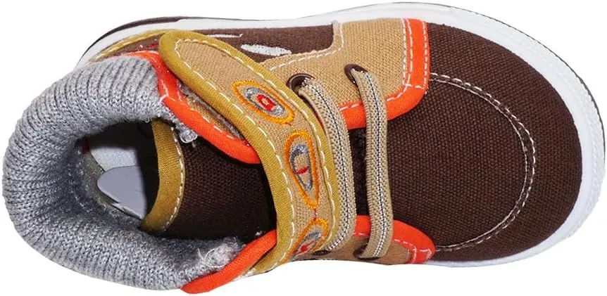 Boys Canvas Ankle Booties Knitted Collar Embroidered Hook and Loop Hiking Boots (Infant/Toddler/Littler Kid) Jet