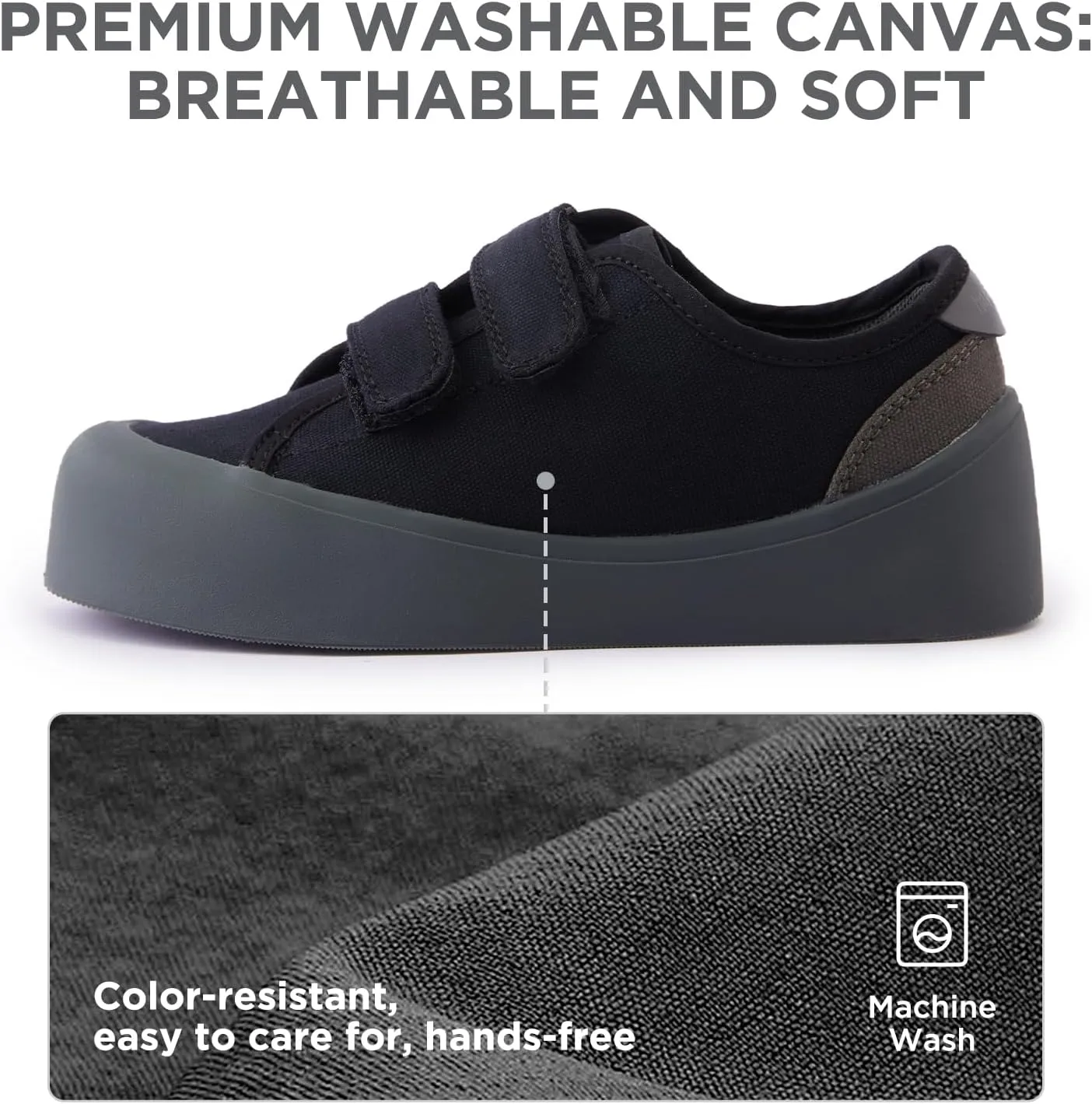 Boys Girls Kids Shoes Dual Hook and Loops Cupsole Casual Lightweight Canvas Sneakers with Sport Sole
