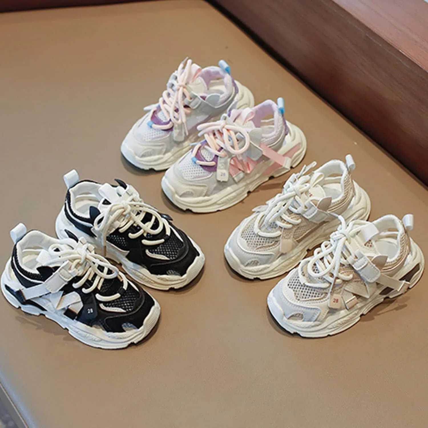 Boys Girls Mesh Platform Sneakers Kids Walking Breathable Lace Up Fashion Business Casual Running Shoes