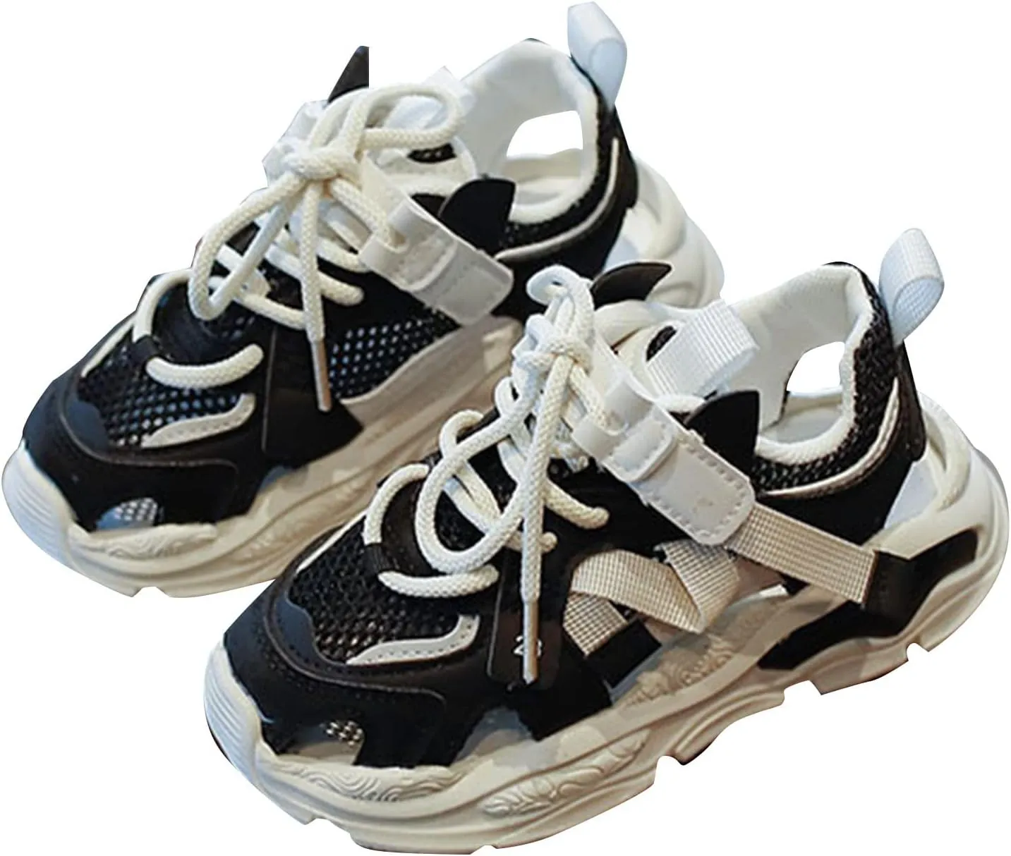 Boys Girls Mesh Platform Sneakers Kids Walking Breathable Lace Up Fashion Business Casual Running Shoes