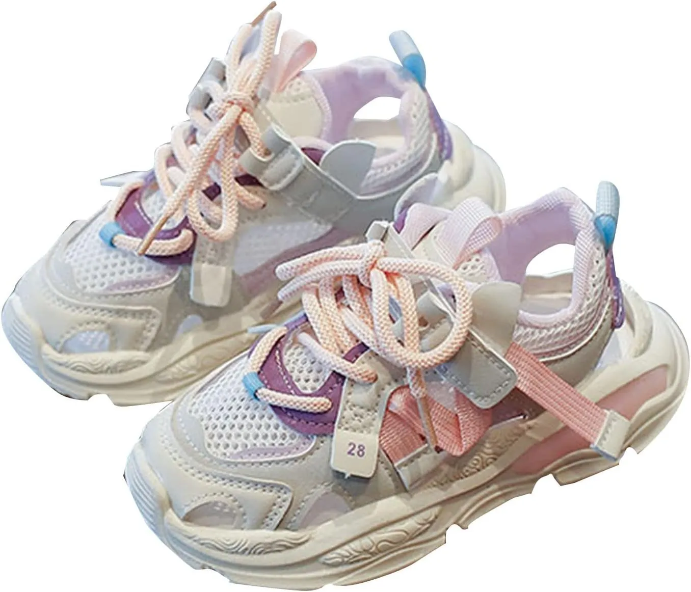 Boys Girls Mesh Platform Sneakers Kids Walking Breathable Lace Up Fashion Business Casual Running Shoes