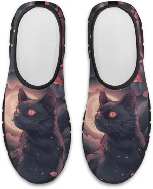 Cat Print Women's Slip Ons Loafers Soft Casual Mesh Sneakers Comfortable Non Slip Athletic Walking Shoes Black Sole Size 5.5-11.5