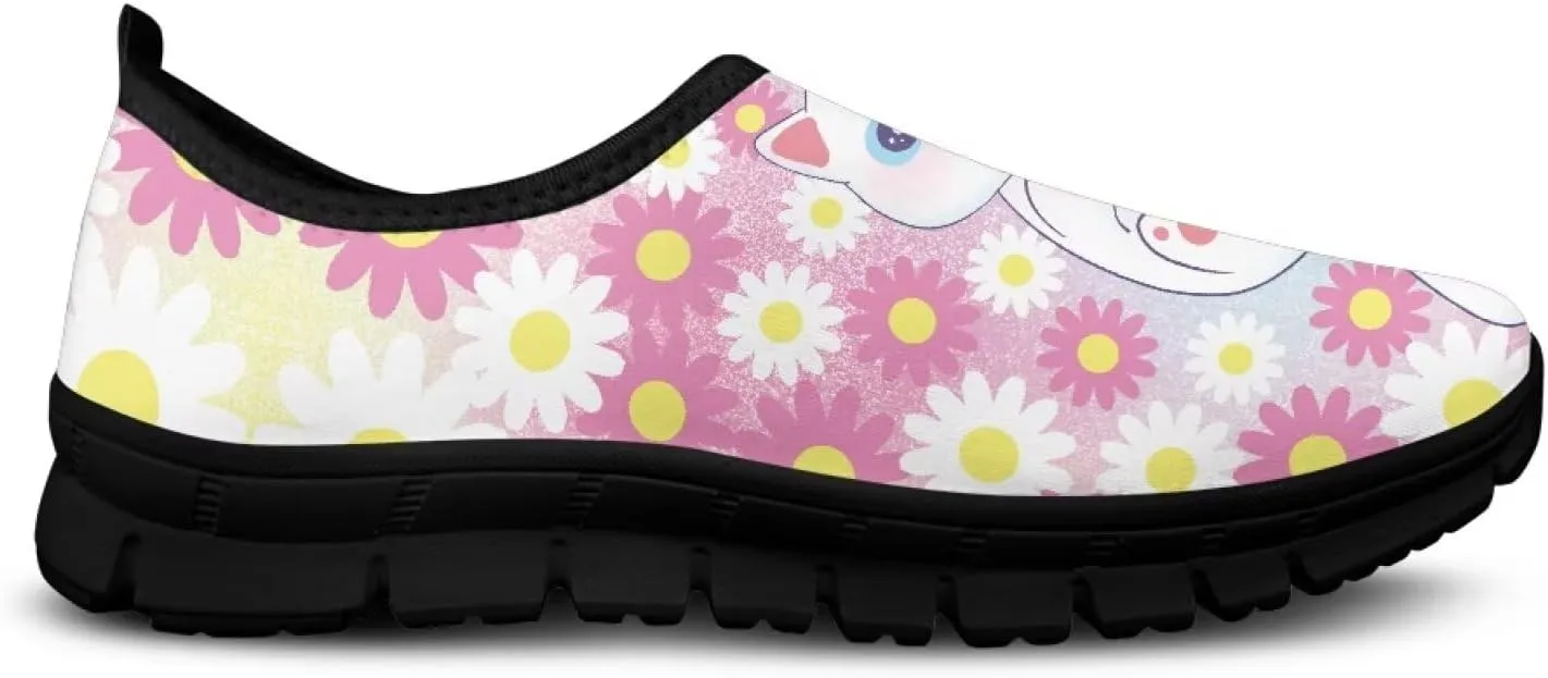 Cat Print Women's Slip Ons Loafers Soft Casual Mesh Sneakers Comfortable Non Slip Athletic Walking Shoes Black Sole Size 5.5-11.5
