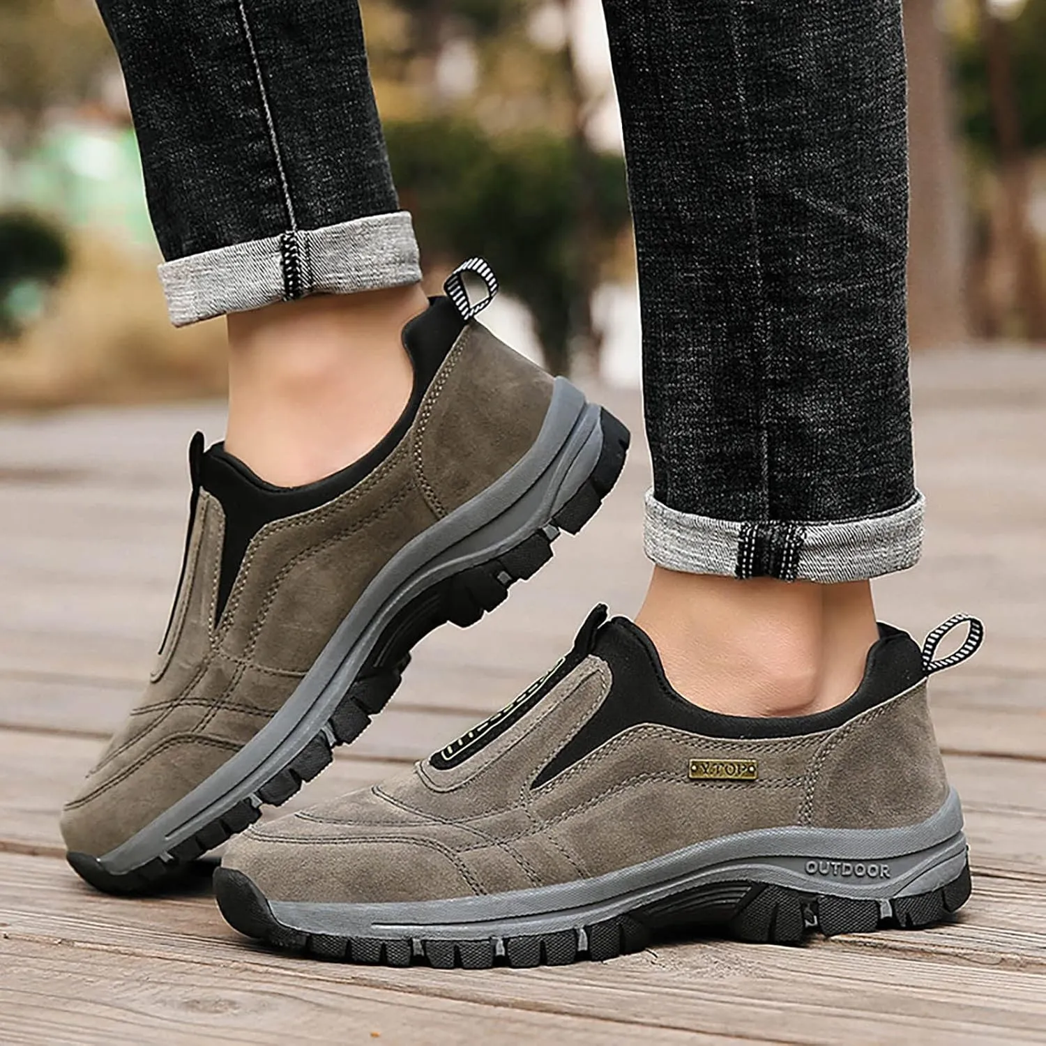 Cathalem Hiking Shoes for Men Comfortable Waterproof Breathable Orthopedic Walking Hiking Shoes Walking Orthopedic Shoes