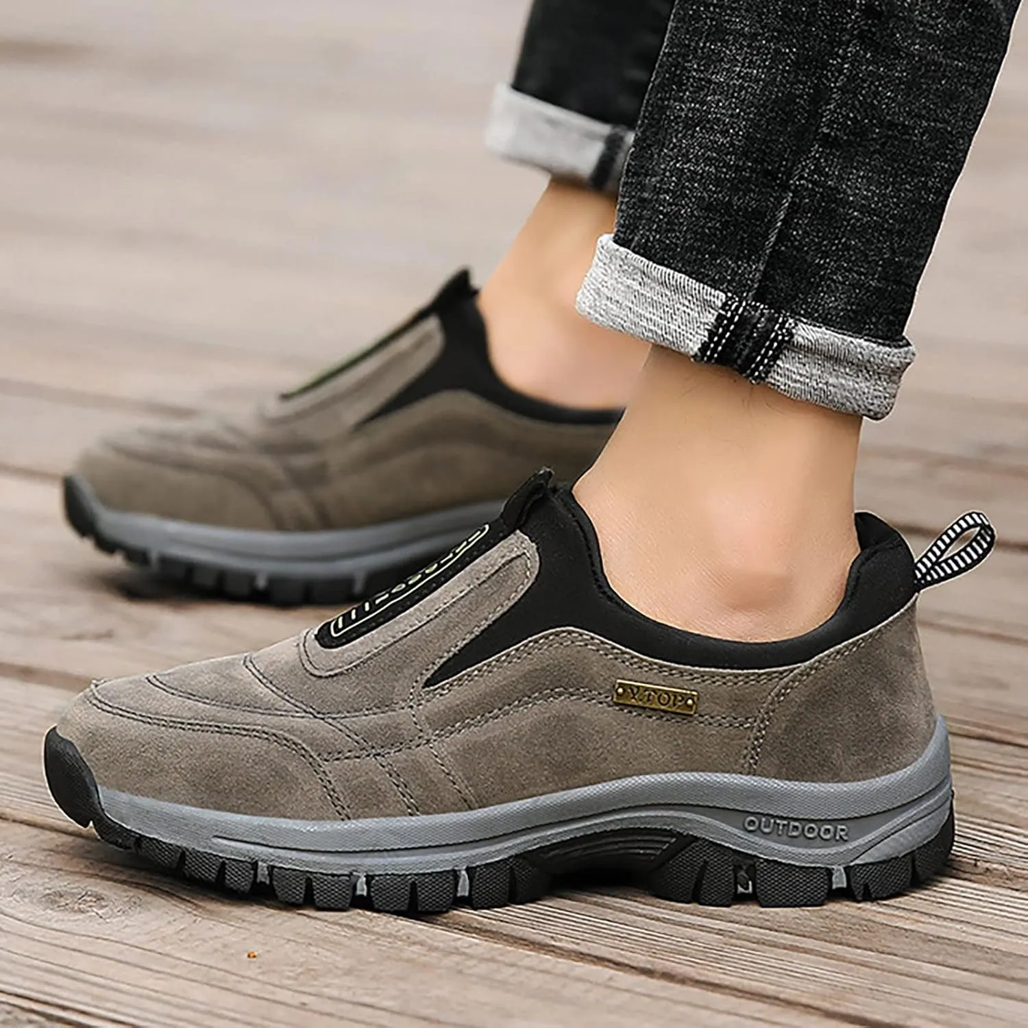 Cathalem Hiking Shoes for Men Comfortable Waterproof Breathable Orthopedic Walking Hiking Shoes Walking Orthopedic Shoes