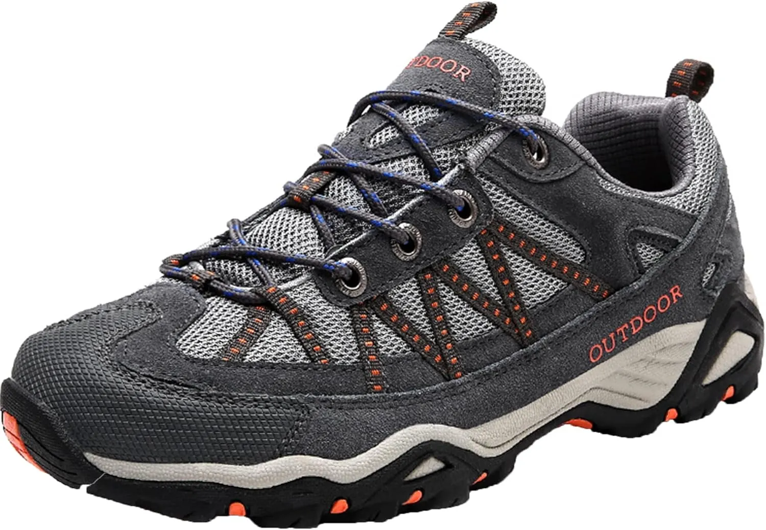 CHENPENG Mens Hiking Shoes Outdoor Walking Travel Sneakers Anti-Slip Low Top Soft Bottom Trail Running Trainers,Gray,8