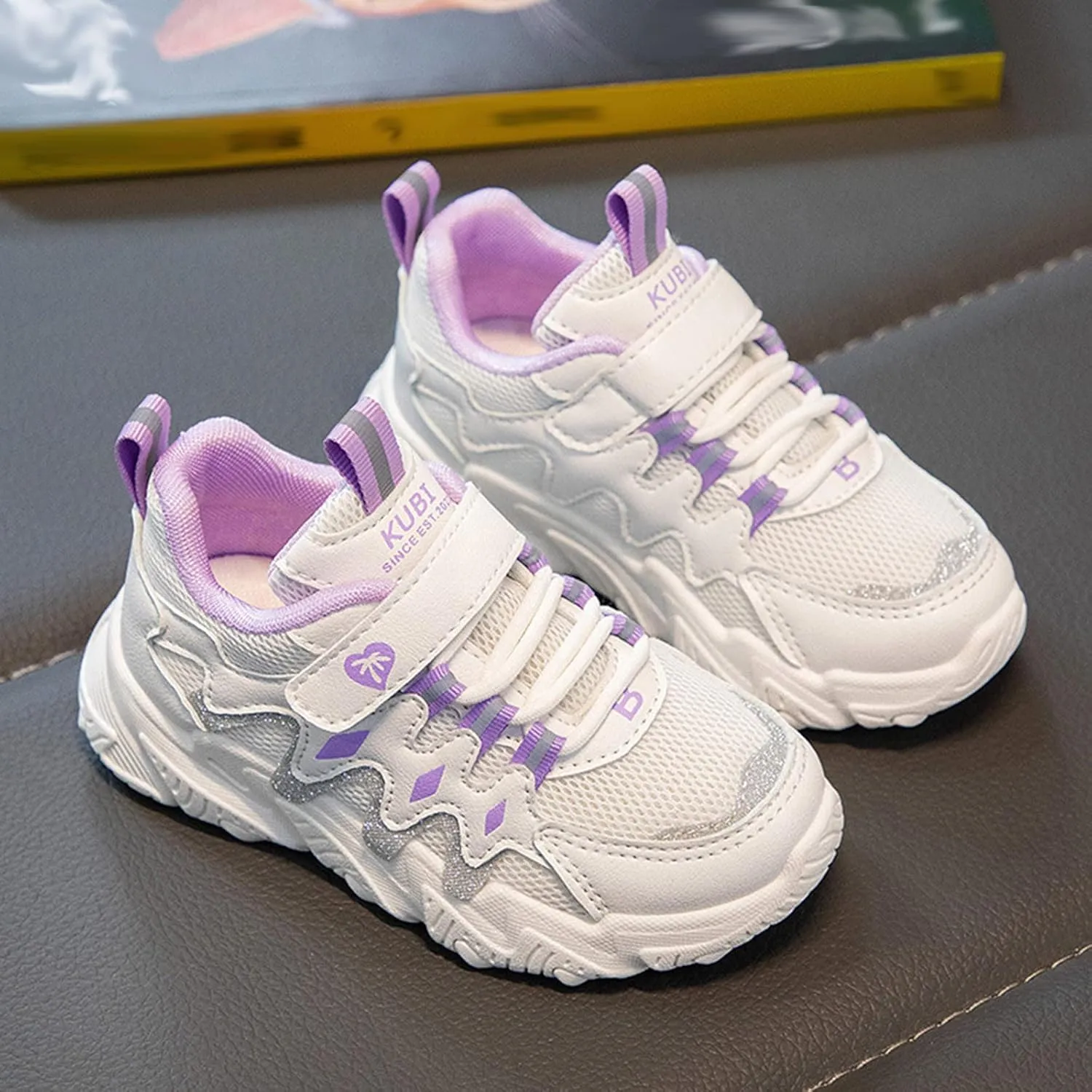 Children All Season Sports for Boys and Girls Thick Soles Non Slip Hook Loop Mesh Breathable Girls Running Shoes Size 13