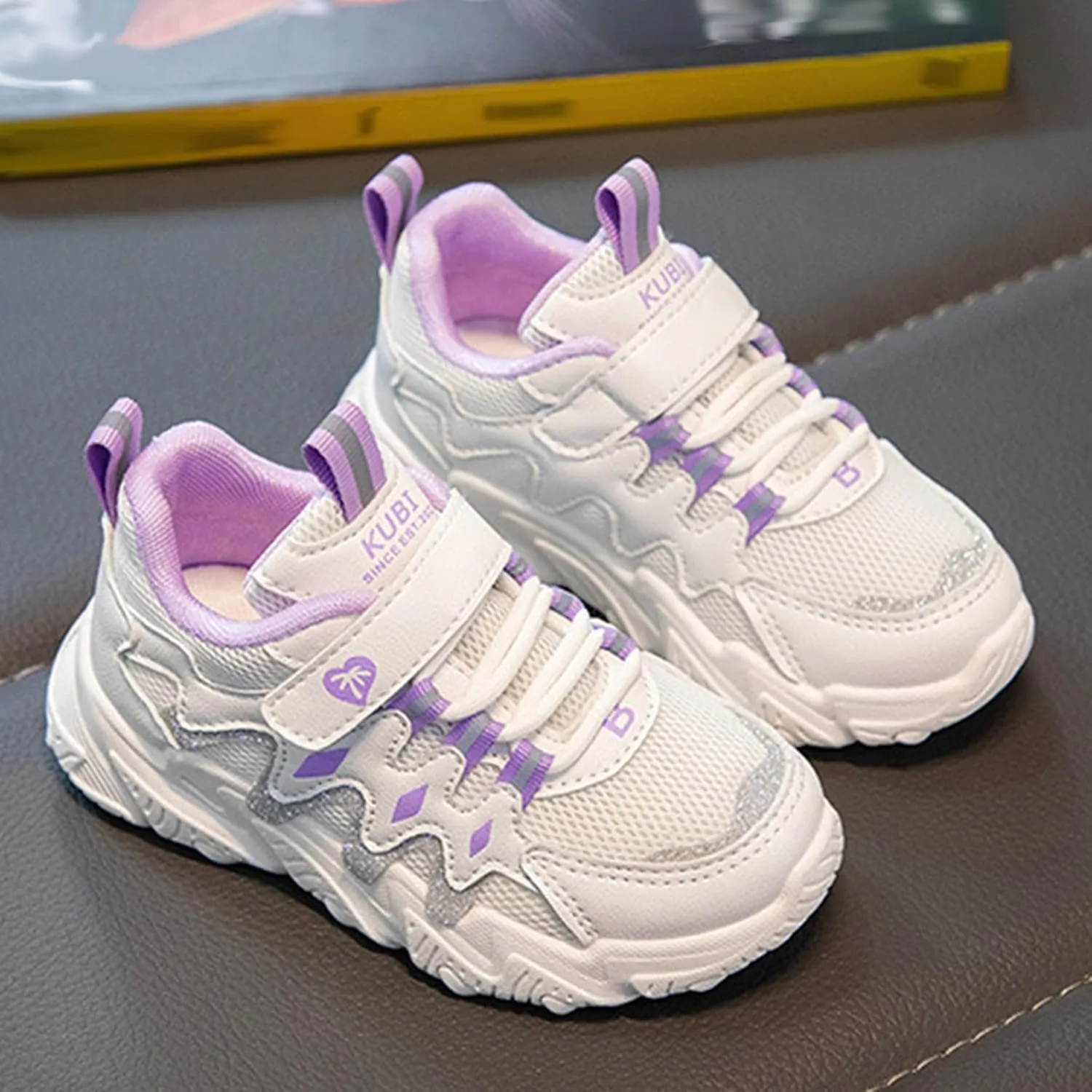 Children All Season Sports for Boys and Girls Thick Soles Non Slip Hook Loop Mesh Breathable Girls Running Shoes Size 13