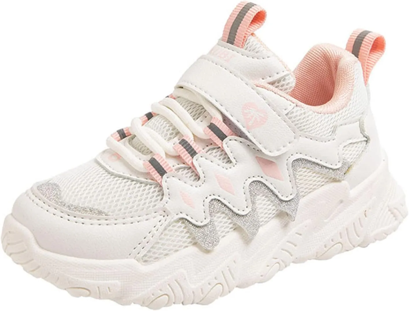 Children All Season Sports for Boys and Girls Thick Soles Non Slip Hook Loop Mesh Breathable Girls Running Shoes Size 13