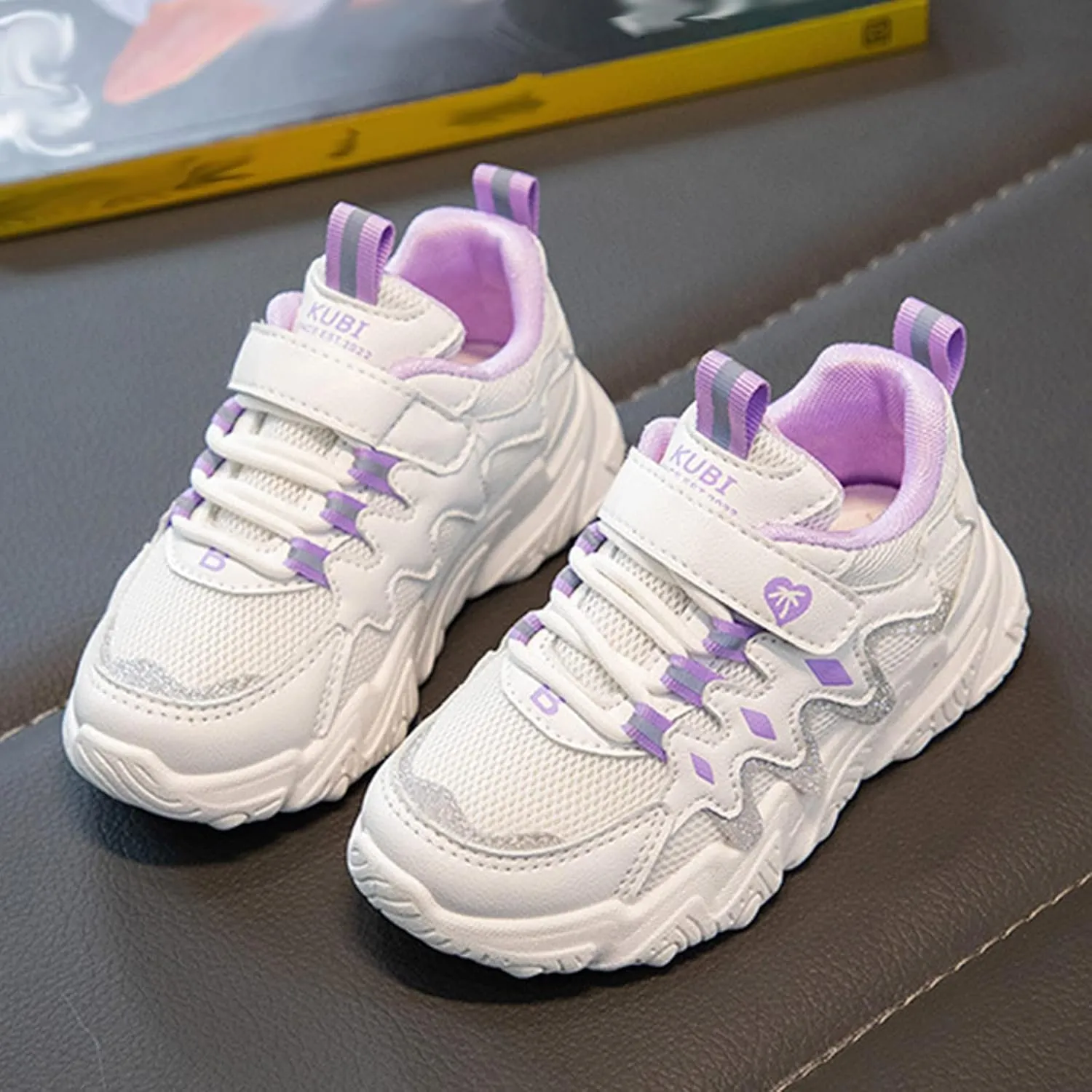 Children All Season Sports for Boys and Girls Thick Soles Non Slip Hook Loop Mesh Breathable Girls Running Shoes Size 13