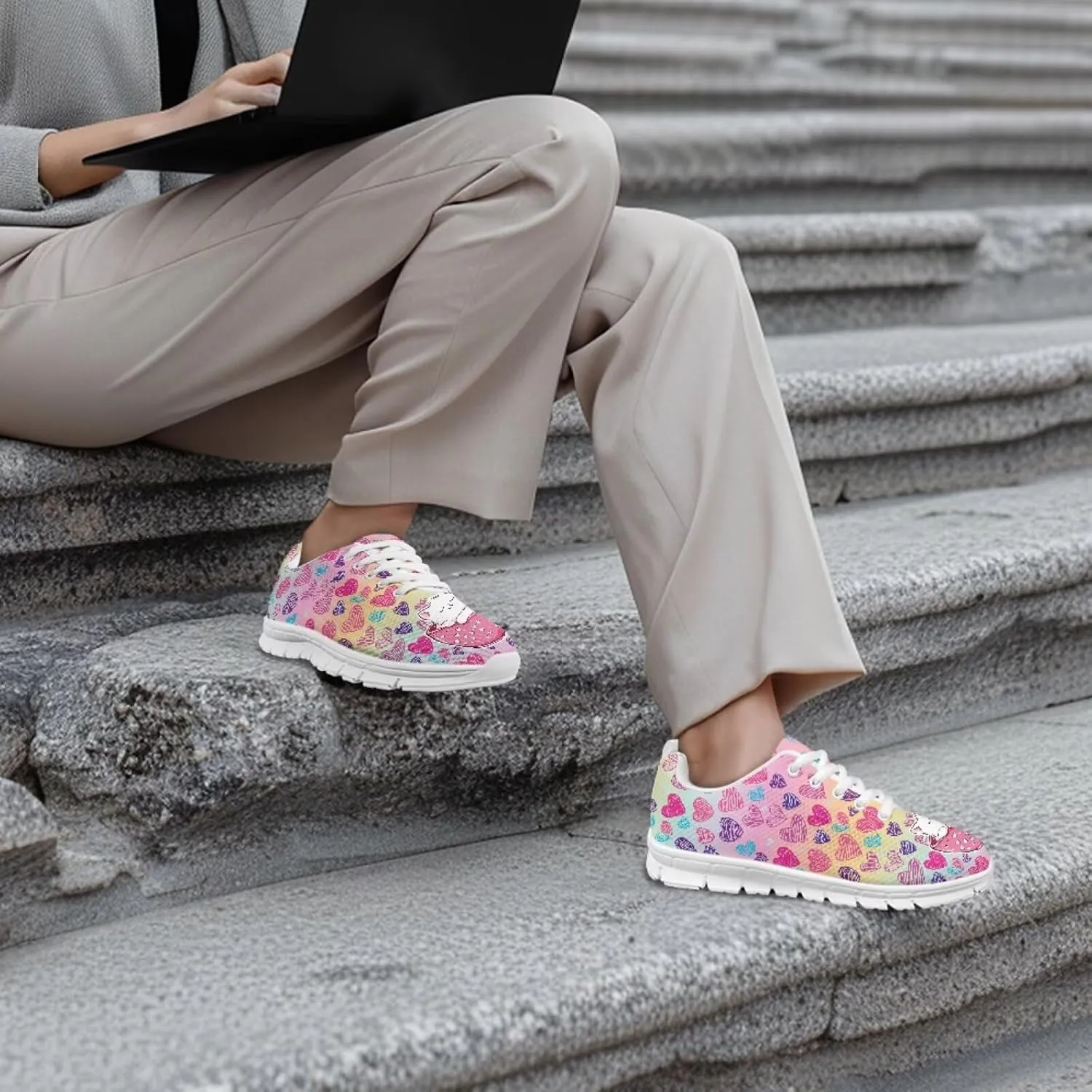 Coloranimal Spring Summer Gift Flats for Women Men Running Walking Sneakers