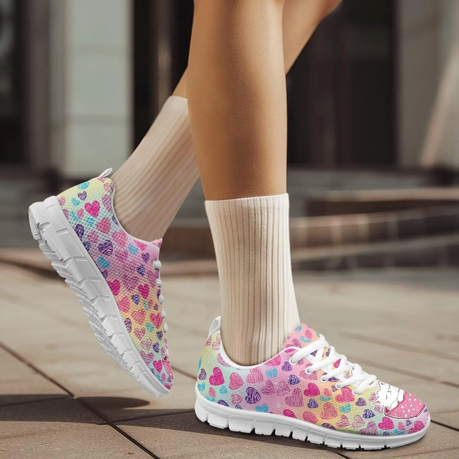Coloranimal Spring Summer Gift Flats for Women Men Running Walking Sneakers