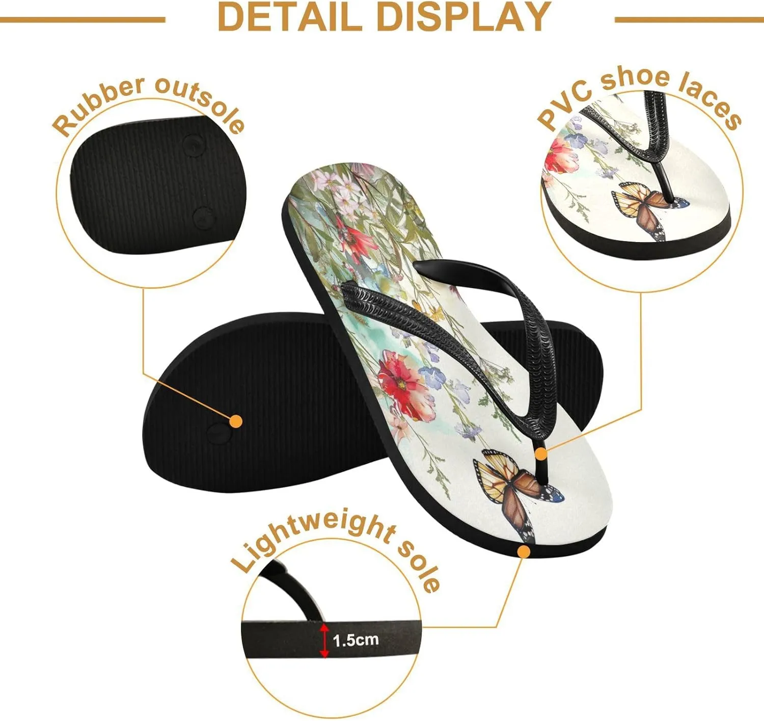 Colorful Herbs and Flowers Flip Flop Sandal Men's and Women's Summer Sandal | Beach & Water Shoes502
