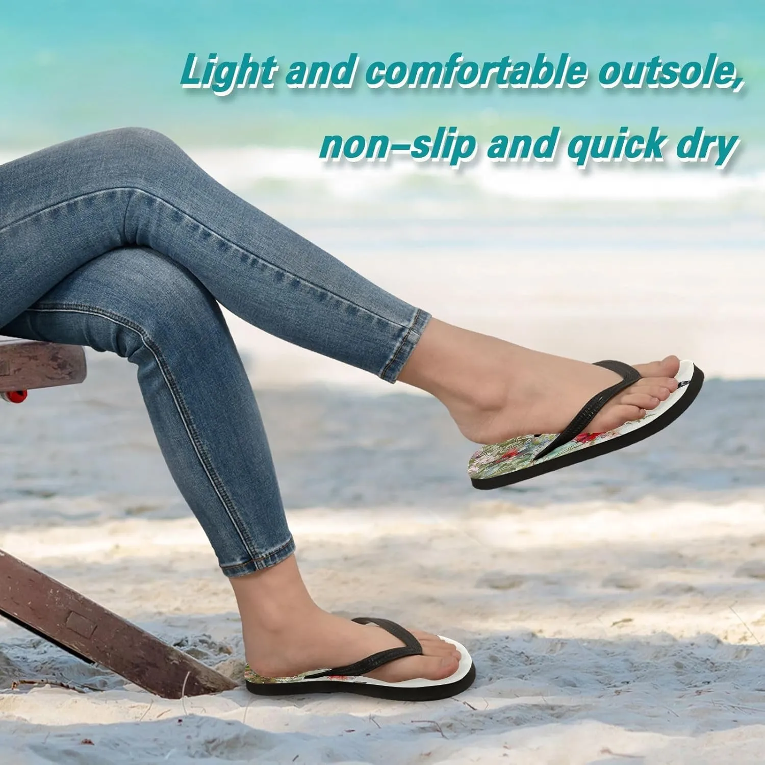 Colorful Herbs and Flowers Flip Flop Sandal Men's and Women's Summer Sandal | Beach & Water Shoes502