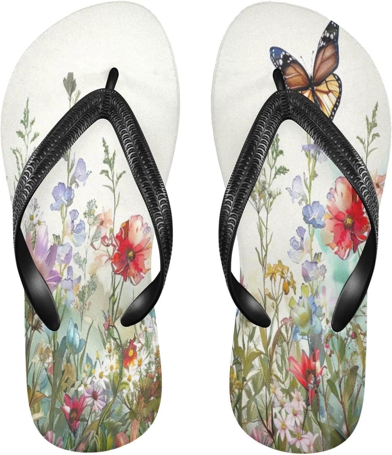 Colorful Herbs and Flowers Flip Flop Sandal Men's and Women's Summer Sandal | Beach & Water Shoes502