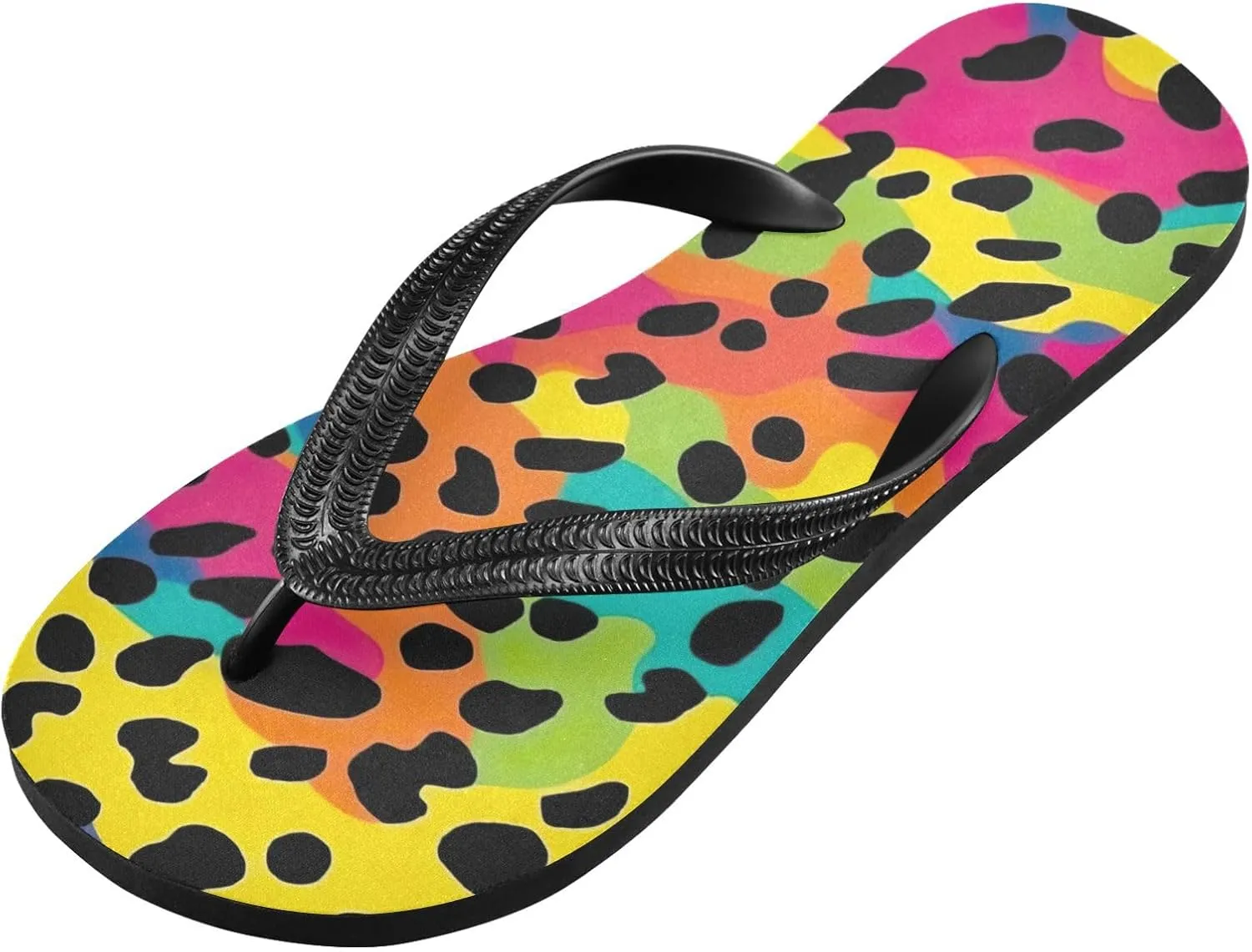 Colorful Leopard Men's & Women's Classical Beach Rubber Sandal Flip Flop Comfortable Slipper 214A4565