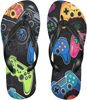 Colorful Video Game Controllers Flip Flop Sandal Men's and Women's Summer Sandal | Beach & Water Shoes（995）