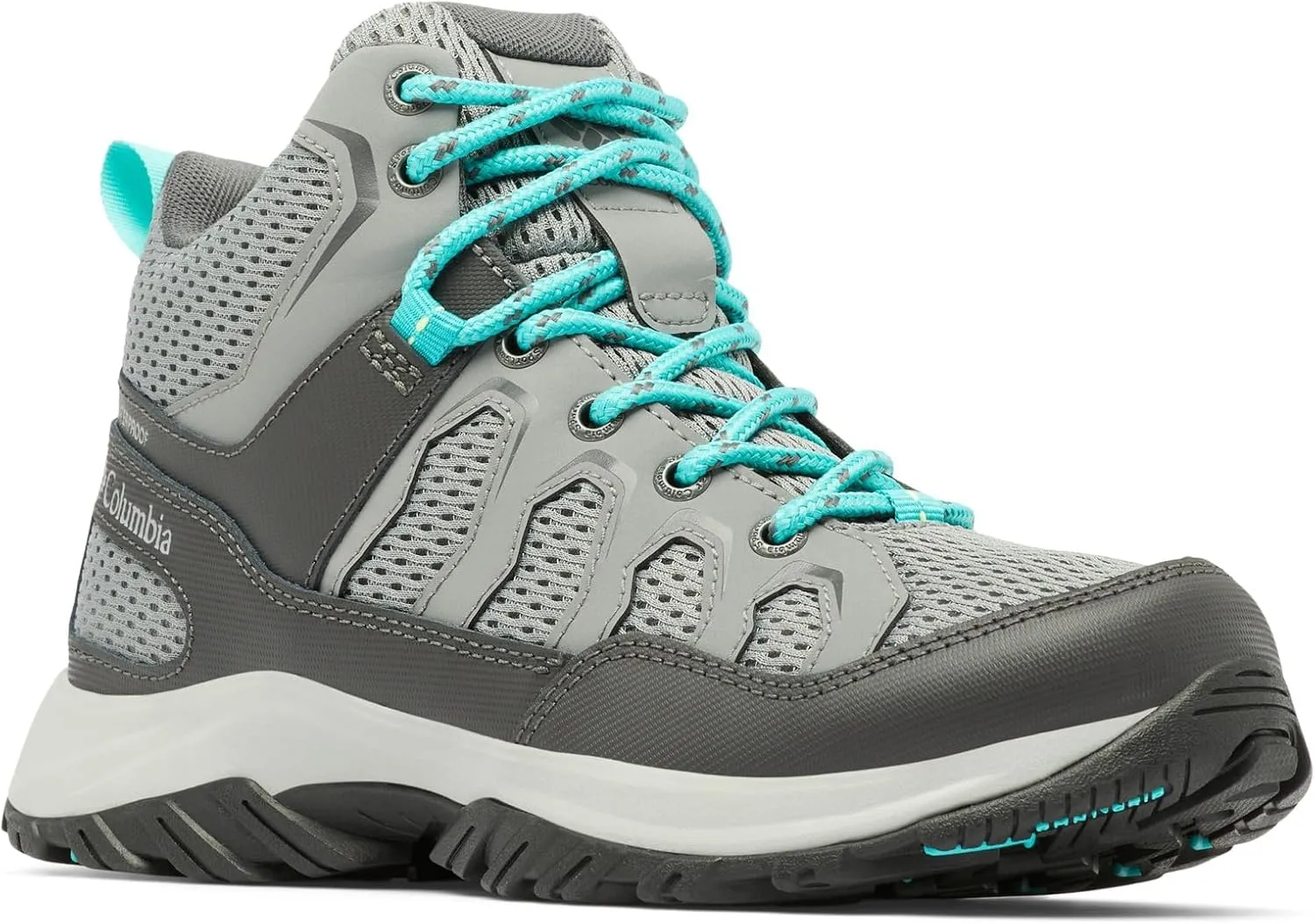 Columbia Womens Granite Trail Mid Waterproof, Titanium Grey Steel/Bright Aqua, 12