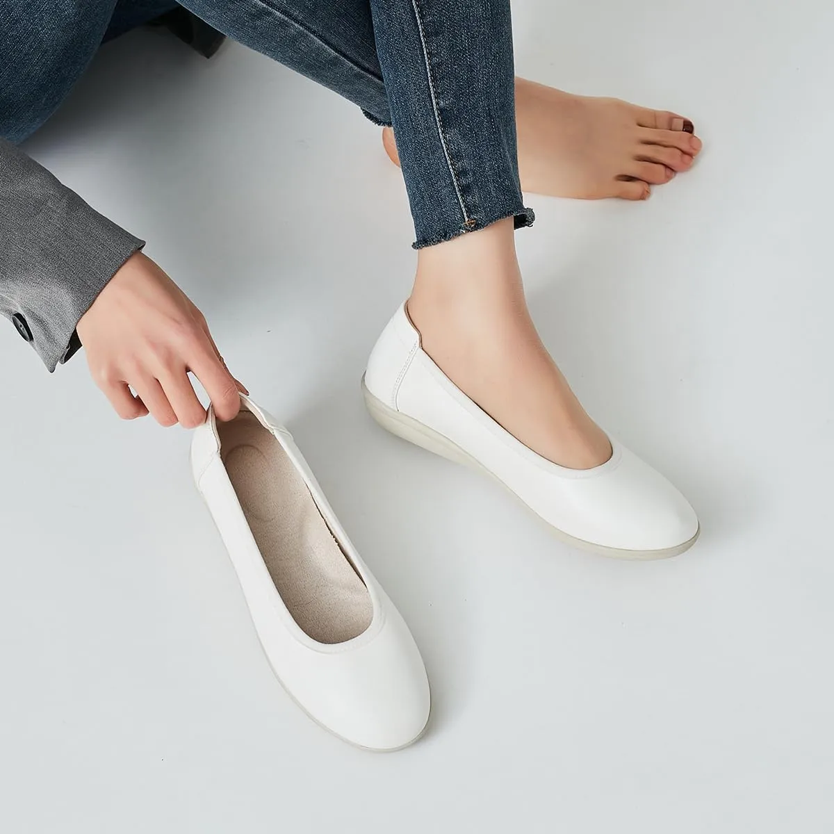 DeYashopin Women's Flats Shoes Non-Slip Ballet Shoes for Dressy Occasions,Walking and Driving Lightweight & Flexible for Comfort