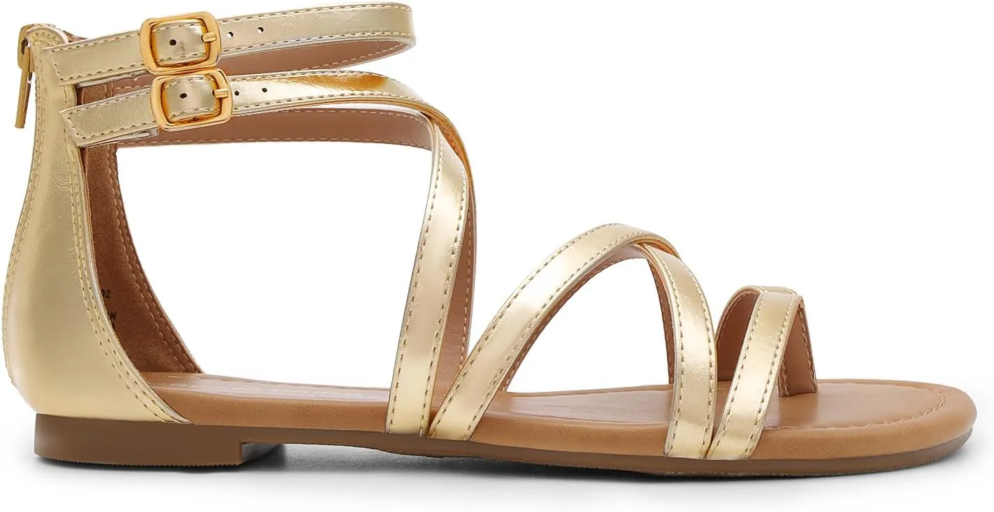 DREAM PAIRS Women's Dressy Gladiator Summer Cross Strappy Sandals Comfort Flat Casual Beach Fisherman Thong Sandals