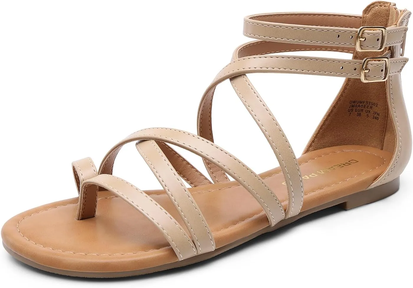 DREAM PAIRS Women's Dressy Gladiator Summer Cross Strappy Sandals Comfort Flat Casual Beach Fisherman Thong Sandals