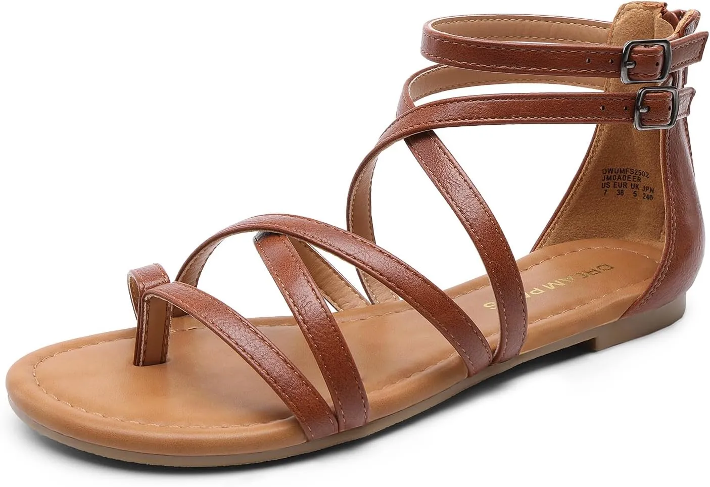 DREAM PAIRS Women's Dressy Gladiator Summer Cross Strappy Sandals Comfort Flat Casual Beach Fisherman Thong Sandals