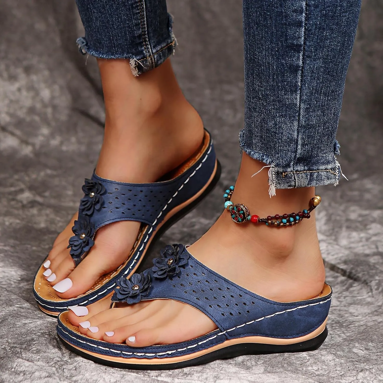 Eduavar Orthopedic Sandals for Women, Women Walking Slippers with Arch Support Leopard Anti-Slip Comfortable Sandals