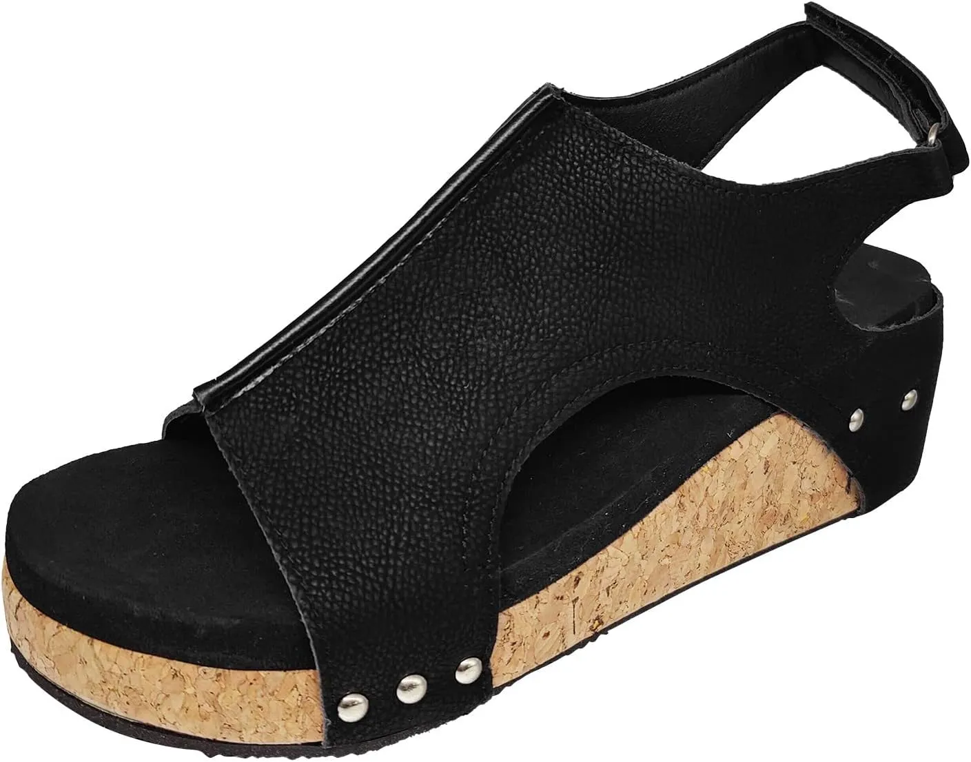 Eduavar Shoes for Women Sandals Dressy, Sandals Women Comfortable Wedge Platform Sandals Open Toe Hook and Loop Sandals