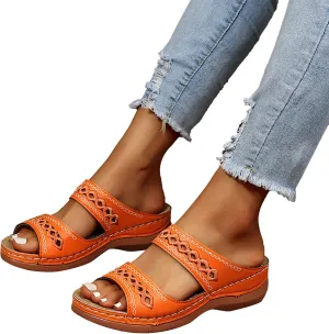 Eduavar Womens Platform Sandals,Summer Sandals Comfortable Beach Travel Sandals Stylish Slip On Sandals Open Toe Sandals