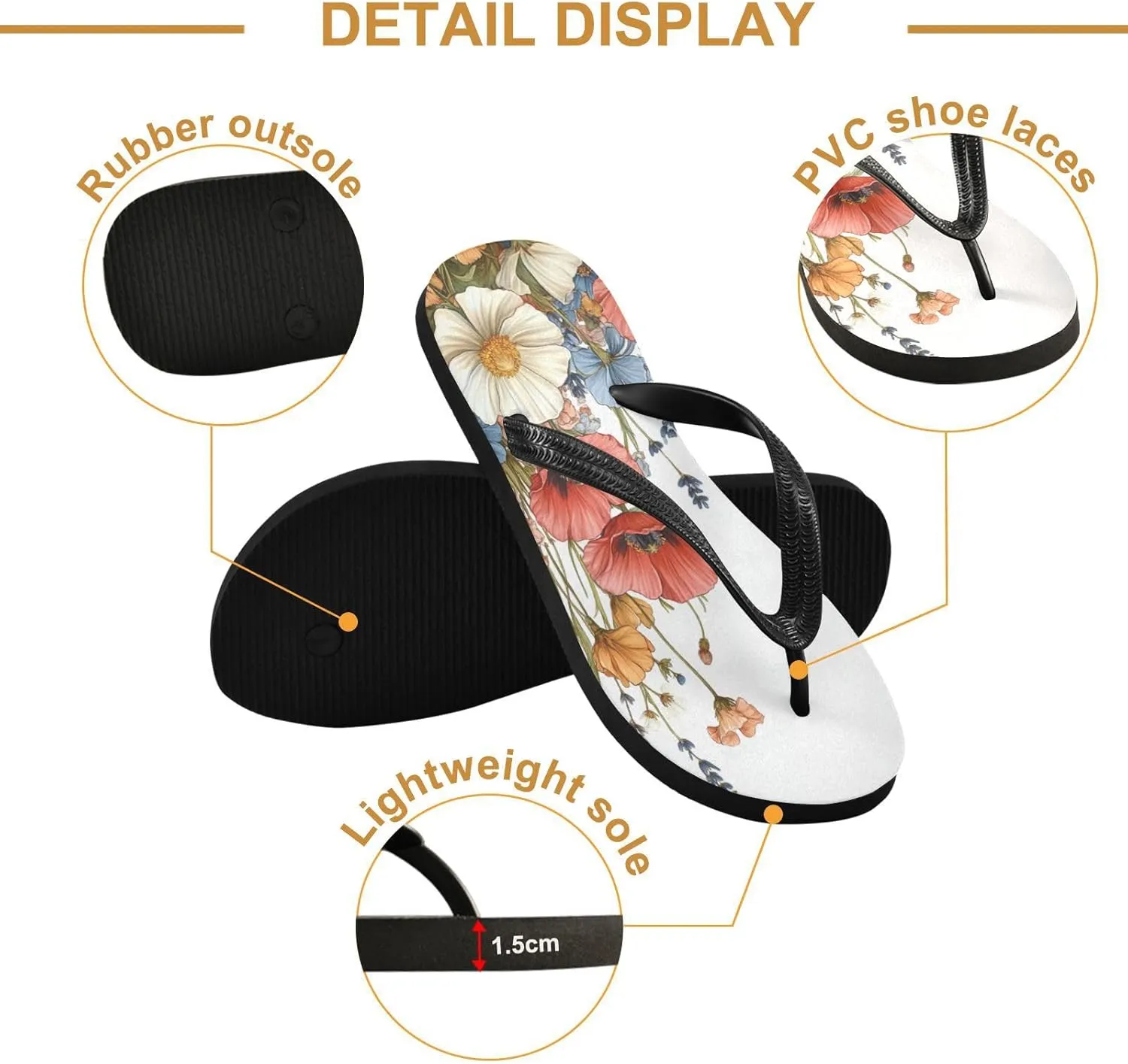 Elegant Wildflowers Flip Flop Sandal Men's and Women's Summer Sandal | Beach & Water Shoes28