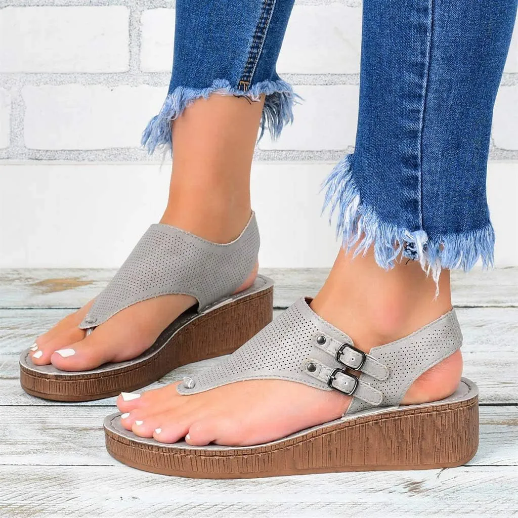FABIURT Sandals for Women Roman Sandals Slip-On Ankle Strap Flip Flop Open Toe Casual Summer Beach Gladiator Flat Sandal