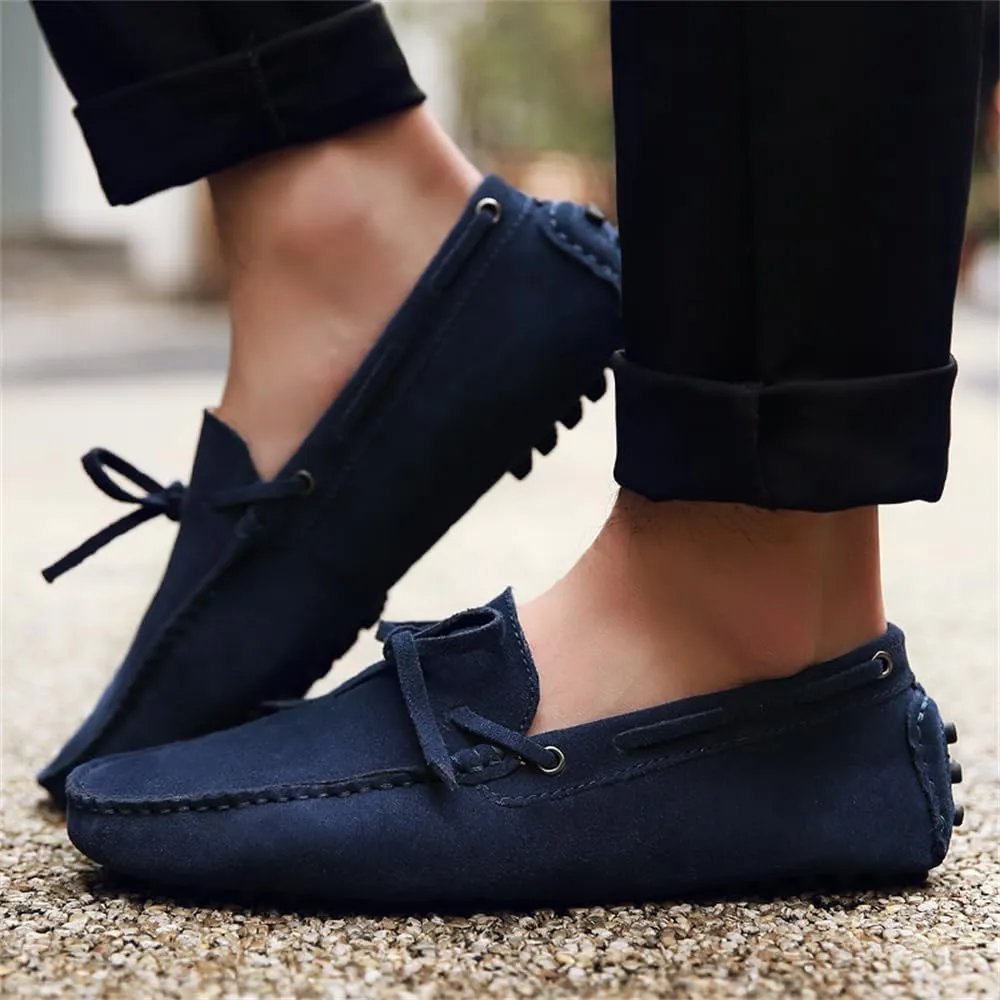 Fashion Mens Handmade Suede Leather Casual Loafers Shoes Soft Comfortable Driving Walking Shoes Plus Size