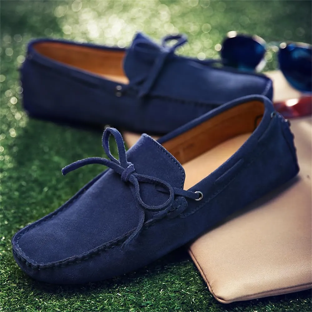 Fashion Mens Handmade Suede Leather Casual Loafers Shoes Soft Comfortable Driving Walking Shoes Plus Size