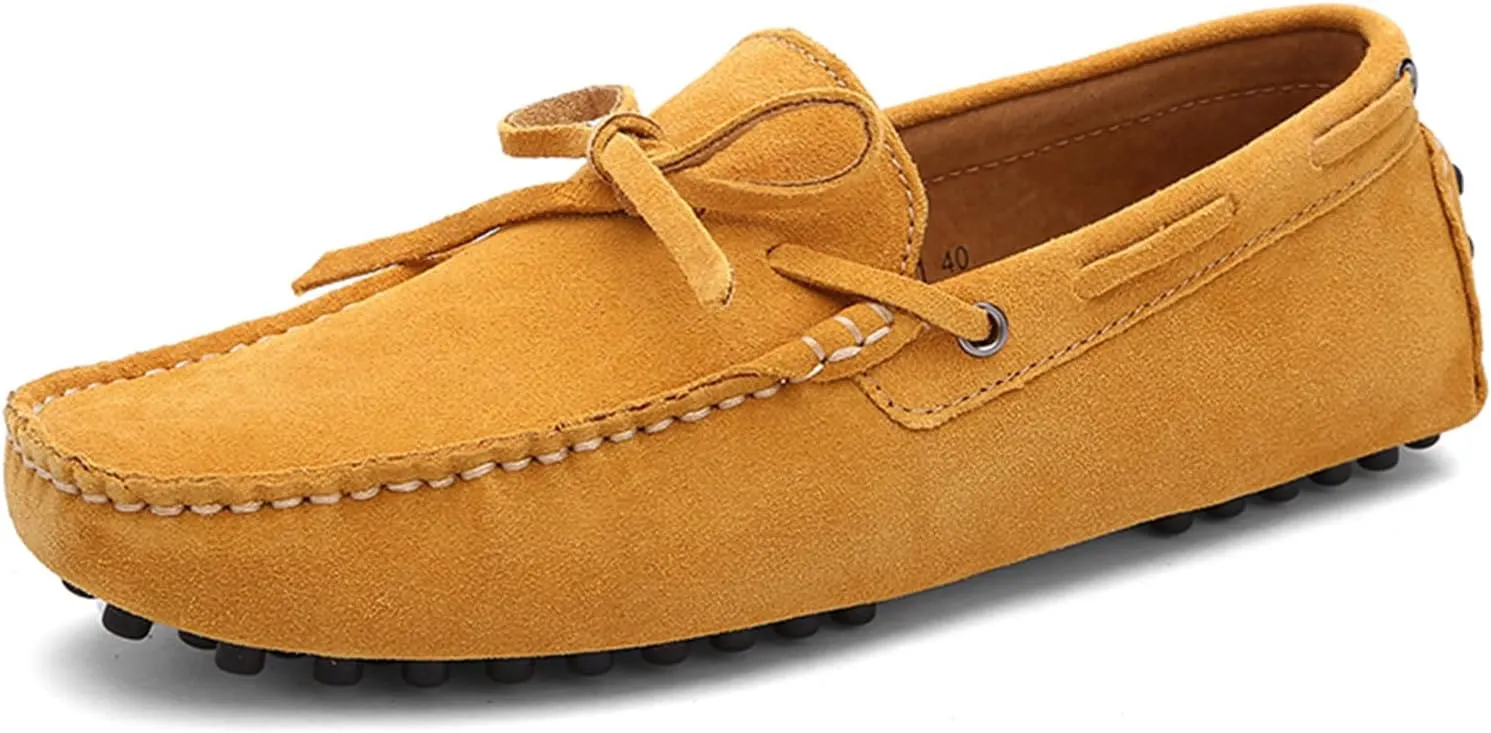 Fashion Mens Handmade Suede Leather Casual Loafers Shoes Soft Comfortable Driving Walking Shoes Plus Size
