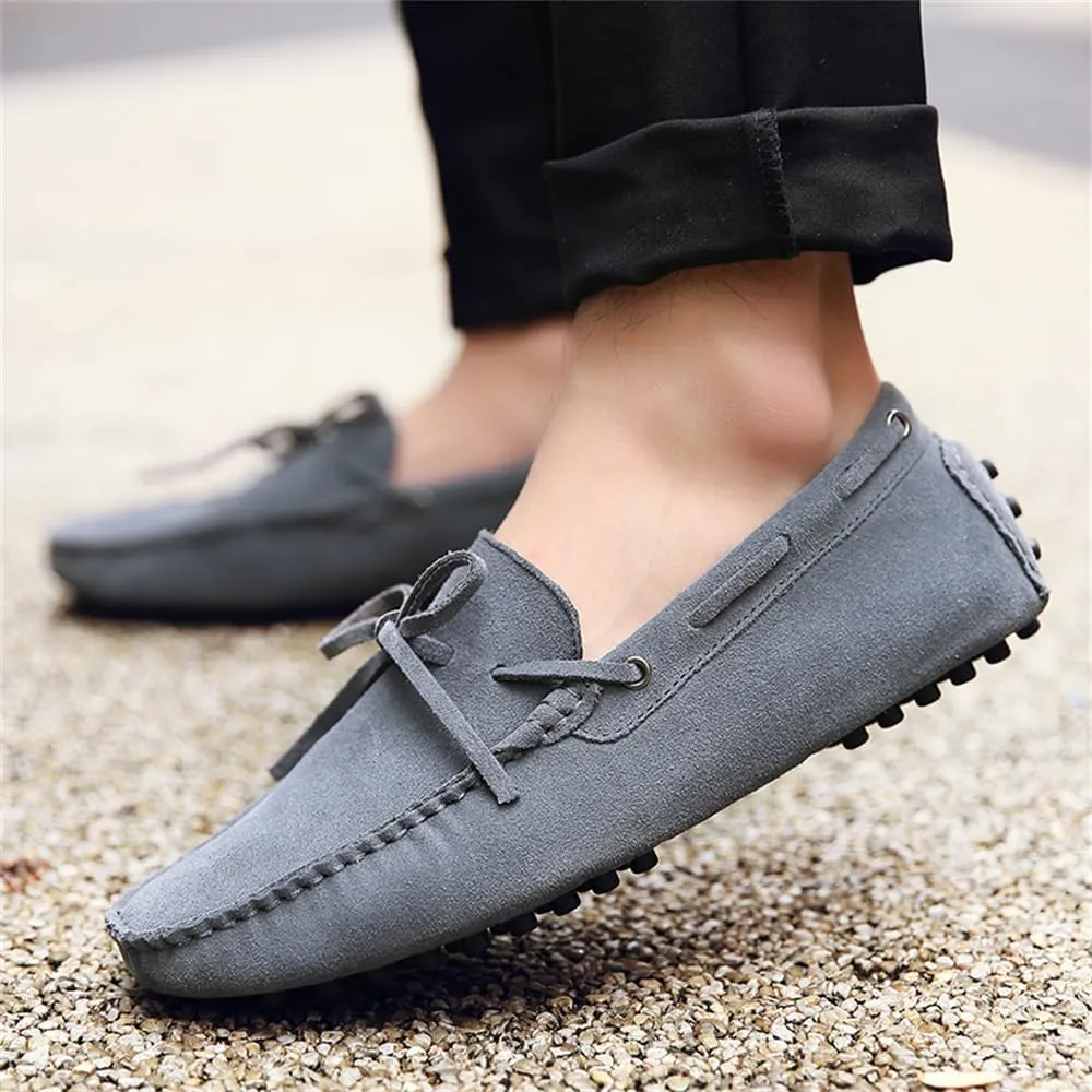 Fashion Mens Handmade Suede Leather Casual Loafers Shoes Soft Comfortable Driving Walking Shoes Plus Size