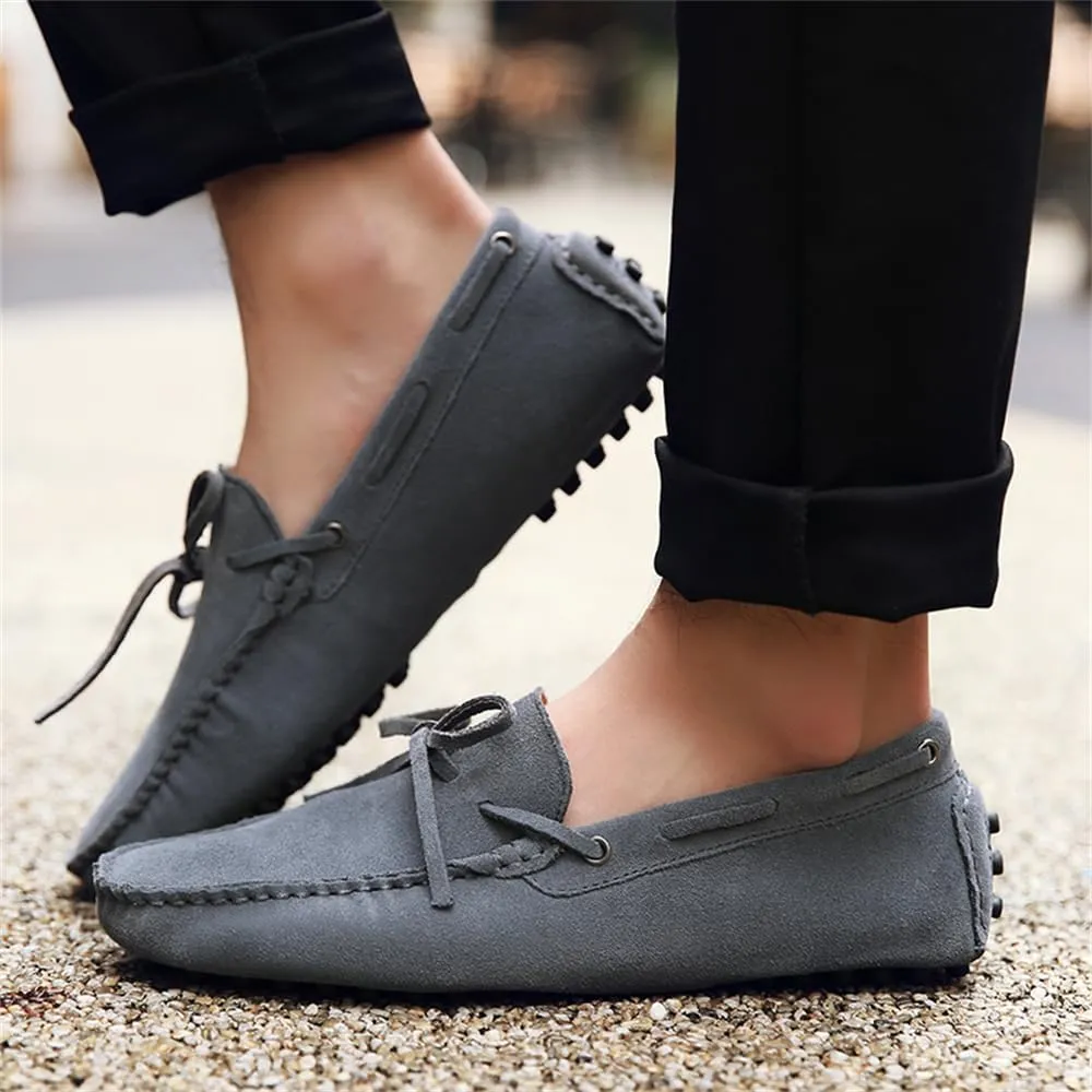 Fashion Mens Handmade Suede Leather Casual Loafers Shoes Soft Comfortable Driving Walking Shoes Plus Size