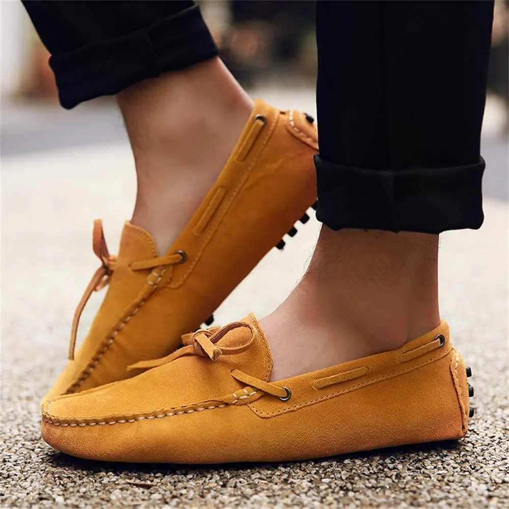Fashion Mens Handmade Suede Leather Casual Loafers Shoes Soft Comfortable Driving Walking Shoes Plus Size